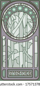 Winter wallpaper in art nouveau style, vector illustration	