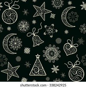 Winter wallpaper with decorative golden pattern