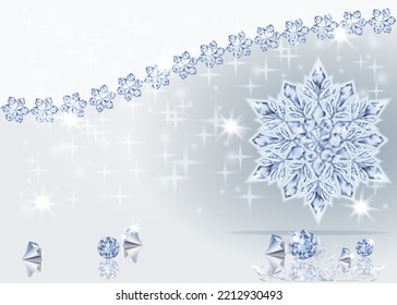 Papel de invierno con copo de nieve de diamante,ilustración vectorial