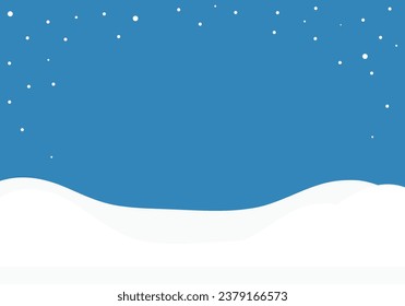 Winter wallpaper with snow fall and blue sky vector illustration.