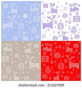 Winter wallpapers with reindeer. Set