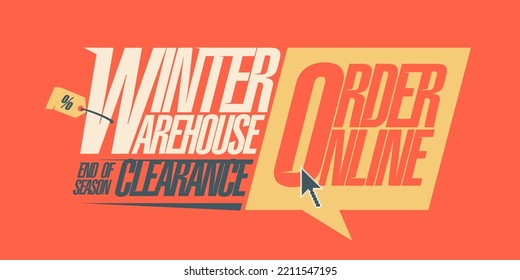 Winter Warehouse End Of Season Clearance, Order Online, Vector Sale Banner Template