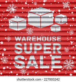 Winter warehouse super sale. Vector illustration