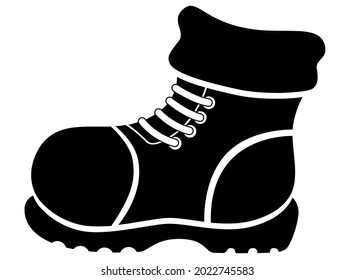 Winter Warm Boot - vector silhouette for logo or pictogram. Boot - shoes with thick soles with laces - a sign for identity, logo or icon