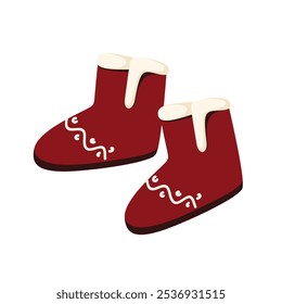 Winter warm boots.Fur ugg boots.Vector illustration isolated on a white background.