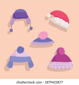 winter warm clothes accessory fashion icons vector illustration