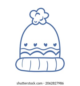 winter warm hat line icon isolated