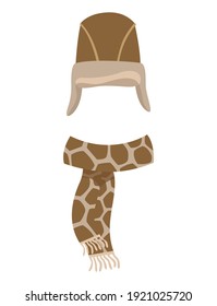 Winter warm hat and scarf. Clothes for winter or autumn. Stylish clothes for cold weather. Icons set for web and mobile design
