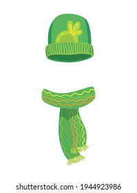 Winter warm hat and scarf. Clothes for winter or autumn. Stylish clothes for cold weather. Icons set for web and mobile design