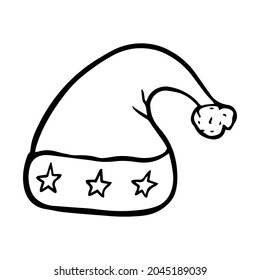 Winter warm hats hand drawn element in black and white for creating textile designs, postcards, calendars, photo frames. Vector illustration.