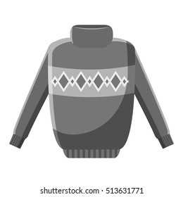 Winter warm jumper icon. Gray monochrome illustration of jumper vector icon for web design
