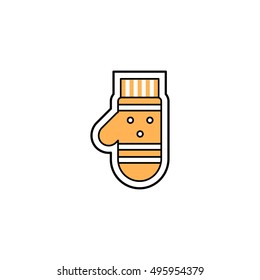 Winter warm mitten vector icon. Winter, Christmas and New Year topics.