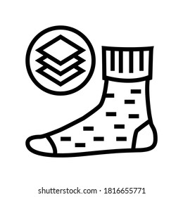 vector de icono de línea de calcetín de invierno. señal de calcetín de invierno. símbolo de contorno aislado ilustración negra
