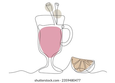 winter warming drink mulled wine with cinnamon one continuous line