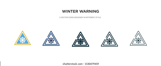 winter warning icon in different style vector illustration. two colored and black winter warning vector icons designed in filled, outline, line and stroke style can be used for web, mobile, ui