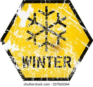 winter warning sign, vector illustration, fictional artwork