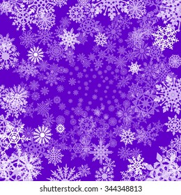Winter watercolor abstract background with falling snow splash texture. Icicles edge. Christmas, New Year template. Shades of violet and pink watercolour stains. Snowflakes are removable. art