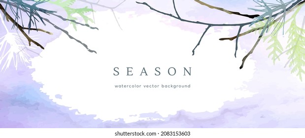 Winterfarbener Hintergrund. Vektor handgezeichnete Textur botanische Blätter, Blumen. Abstraktes Urlaubsdesign für die Wintersaison. Moderne Karte, Decken für Hochzeit, Einladung. Weihnachtskunstdekoration.
