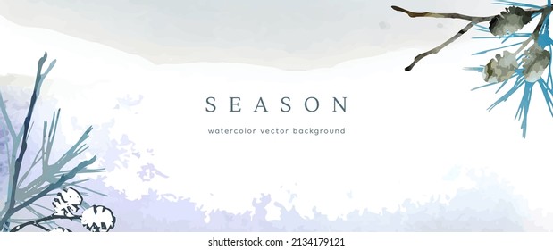 Winterfarbener Hintergrund. Vektor handgezeichnete Textur botanische Blätter, Blumen. Abstraktes Urlaubsdesign für die Wintersaison. Moderne Karte, Decken für Hochzeit, Einladung. Weihnachtskunstdekoration.