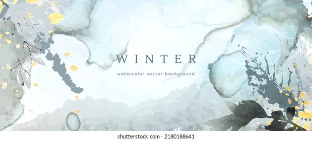 Winterfarbener Hintergrund. Vektor handgezeichnete Textur botanische Blätter, Blumen. Abstraktes Urlaubsdesign für die Wintersaison. Moderne Karte, Decken für Hochzeit, Einladung. Weihnachtskunstdekoration.