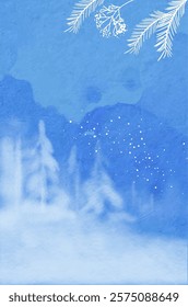 Winter watercolor banner with with doodle elements