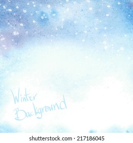 Winter Watercolor Blue Background