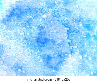 Winter watercolor decorative stylized hand drawn splash vector card. Artistic brush painted smudges water abstract background. Paper texture design element for for cover, print, template, decoration