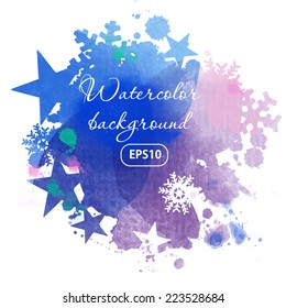 Winter watercolor vector background