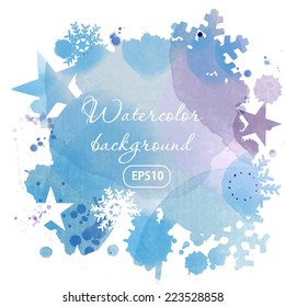 Winter watercolor vector background