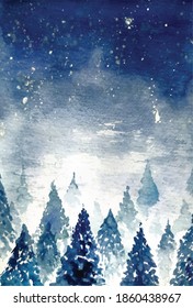Winter Watercolor Vector Background Illustration