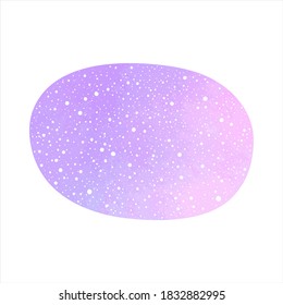 Winter watercolor vector background, oval, elliptic text frame with falling snow texture.  Rounded shape gradient lilac, pink watercolour sky. Hand drawn banner template, graphic design element.