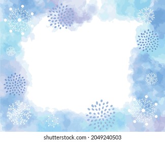 Winter watercolor vector illustration frame with snow motif