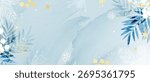 Winter watercolor wash vector background with snowflakes and soft blue textures, gentle seasonal backdrop for cards and prints
