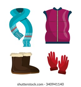 Winter wear, clothes and accesories graphic design, vector illustration eps10