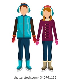 Winter wear, clothes and accesories graphic design, vector illustration eps10