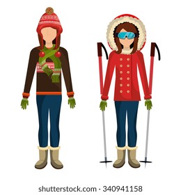 Winter wear, clothes and accesories graphic design, vector illustration eps10