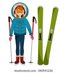 Winter wear, clothes and accesories graphic design, vector illustration eps10
