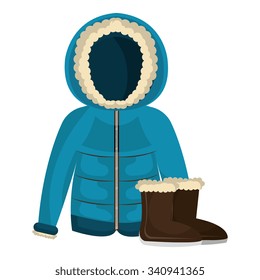 Winter wear, clothes and accesories graphic design, vector illustration eps10