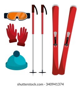 Winter wear, clothes and accesories graphic design, vector illustration eps10