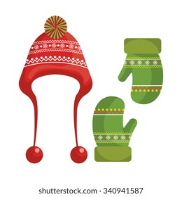 Winter wear, clothes and accesories graphic design, vector illustration eps10