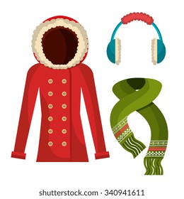 Winter wear, clothes and accesories graphic design, vector illustration eps10