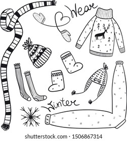 winter wear knit logotype set collection 