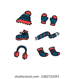 Winter wear Pack Illustration, cold protection and fashionable cartoon