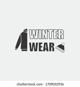 winter wear slogan vector icon warm fashion jumper and beanie cold season