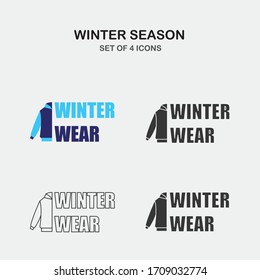 winter wear vector icon cold season jumper hoodie warm fashion icon
