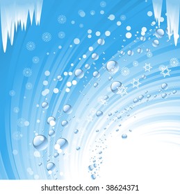 Winter weather background with rain, ice and snow