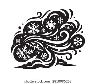 Winter weather concept with snowflakes and wind vector illustration