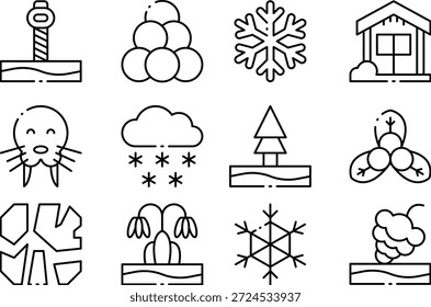 Winter Wetter Icons Collection, Vektorgrafik.
