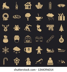 Winter weather icons set. Simple style of 36 winter weather vector icons for web for any design