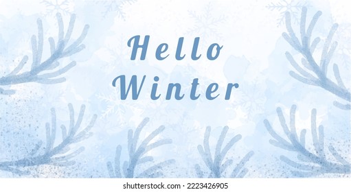 Winter web banner blue with with spruce branch and area for text. Vector illustration.
